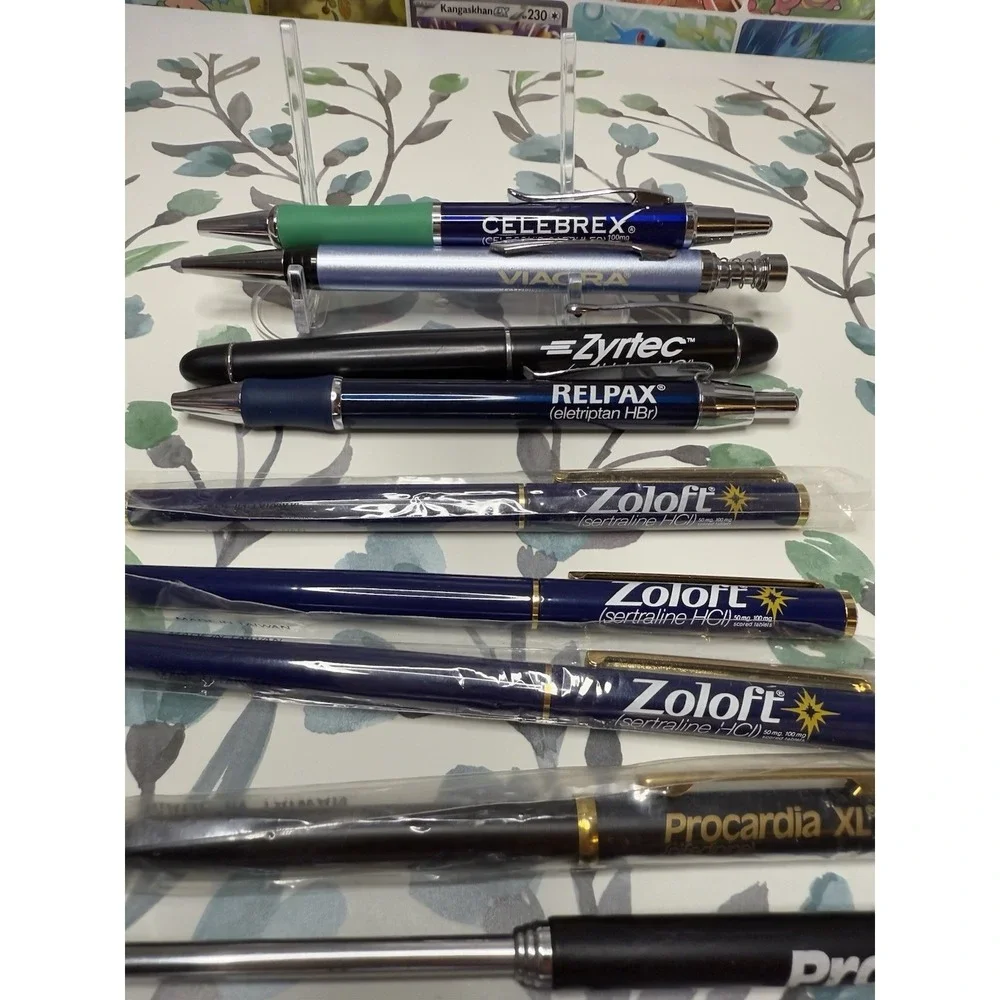 Lot of 12 Pharmaceutical Metal Pens Eraser Extendable‎ Pointers Drug Rep Promo